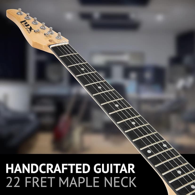 LyxPro 39” Electric Guitar Left Hand TL Series, Full-Size Paulownia Wood Body, 3-Ply Pickguard, C-Shape Neck, Ashtray Bridge, Quality Gear Tuners, 3-Way Switch & Volume/Tone Controls, 2 Picks, Green