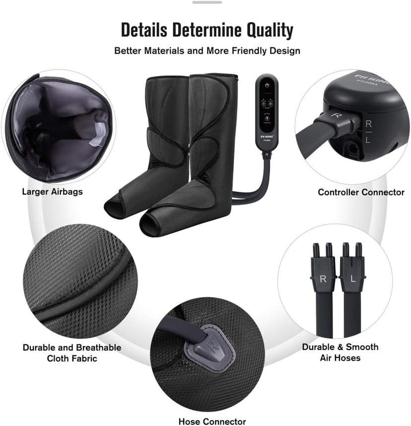 FIT KING Leg Massager for Circulation and Pain Relief, Air Compression Leg and Foot Massager to Relieve Pain Swelling Edema with 2 Size Extensions- Great Gift for Wife Mom and Friend