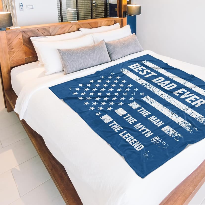 Craftique Birthday Gifts for Dad- American Flag Blanket with The Man The Myth The Legend- Dad Birthday Gift, Soft Blanket Throw for Bed Sofa Napping Camping, 60”×50”