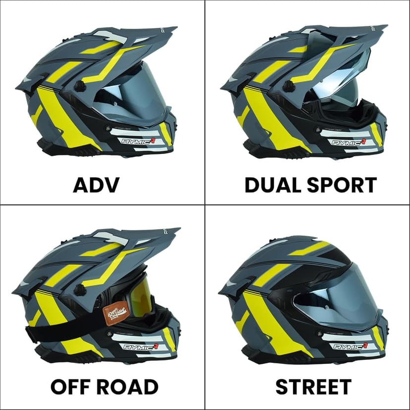 X60 Dual Sport Helmet, Adventure Motorcycle Helmet with Integrated Sun Visor - Off Road Dirt Bike Snowmobile Helmets for Adult DOT & ECE 22.06 Approved