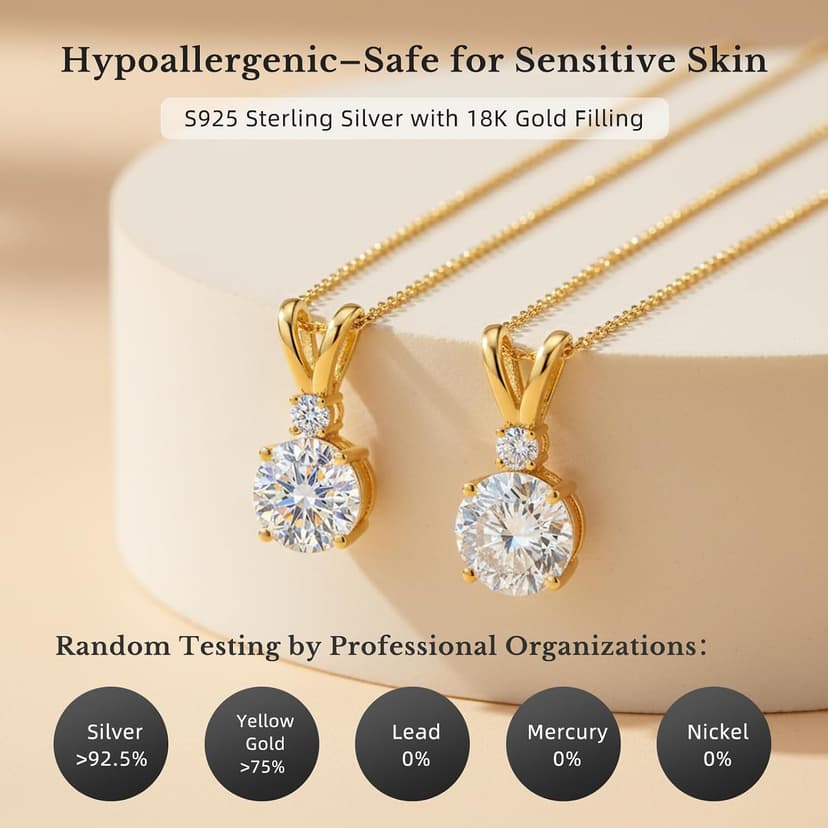 18+2" Chain S925 Sterling Silver with 18K Gold Filled|Womens Jewelry Gift for Christmas Valentines Mothers Day with Wife Card Moissanite Necklaces for Women|1-2CT D-VVS1 Gifts for Wife w/LED Box B0GVNG77SZ