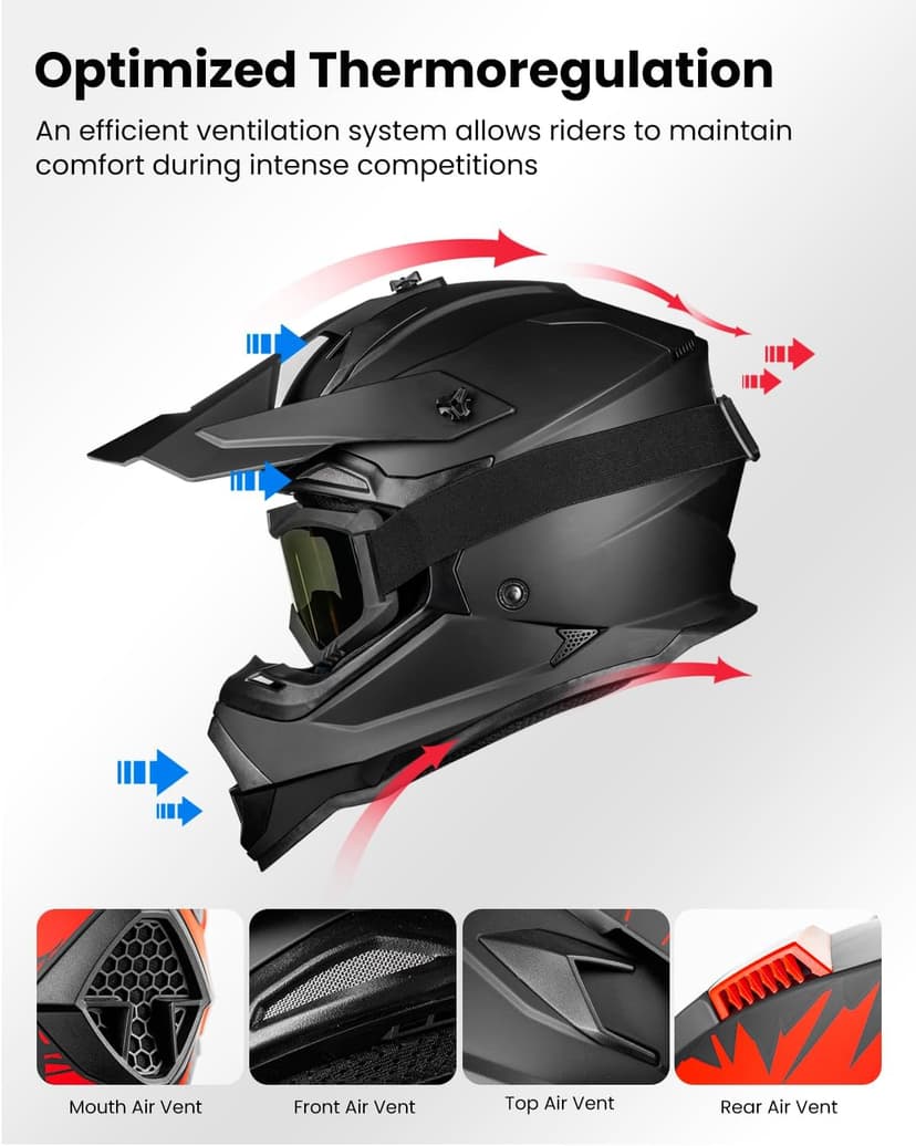 ILM Adult Dirt Bike Helmets Men Women Motocross ATV Off Road Helmet with Goggles Gloves Mask DOT Model WS901