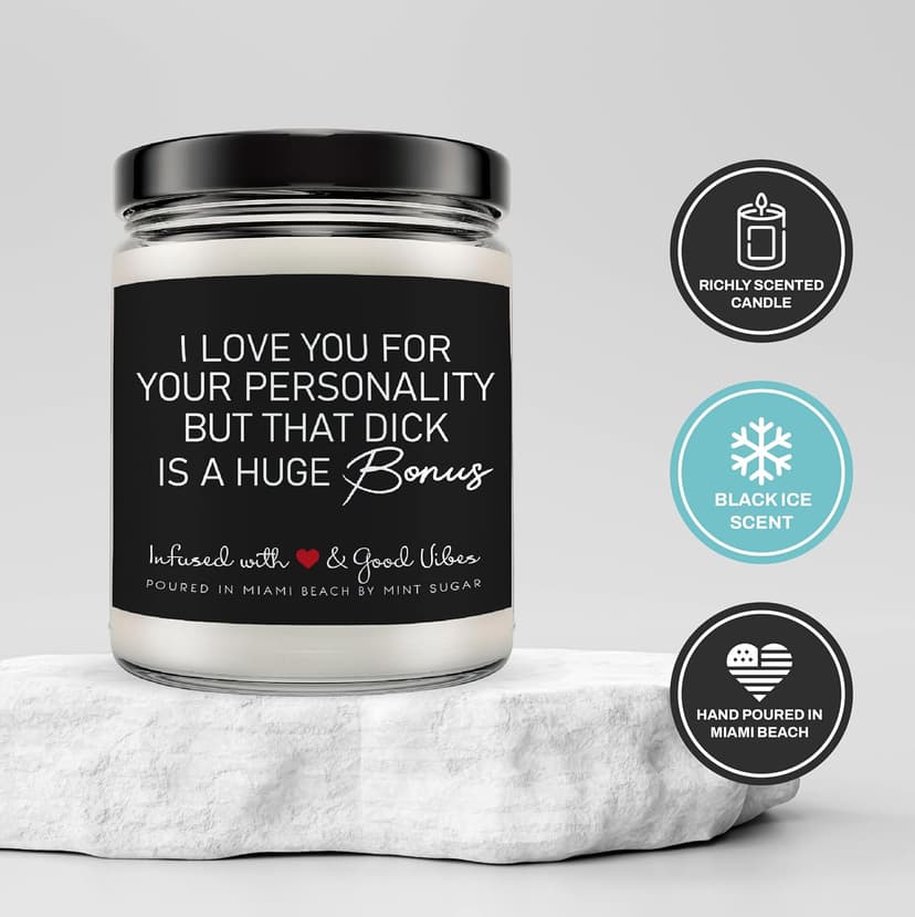 Candle Gifts for Men Funny, Boyfriend Candle, Made in USA, 9 oz, Funny Valentines Gifts for Boyfriend, Naughty Candles by Mint Sugar Candle Company