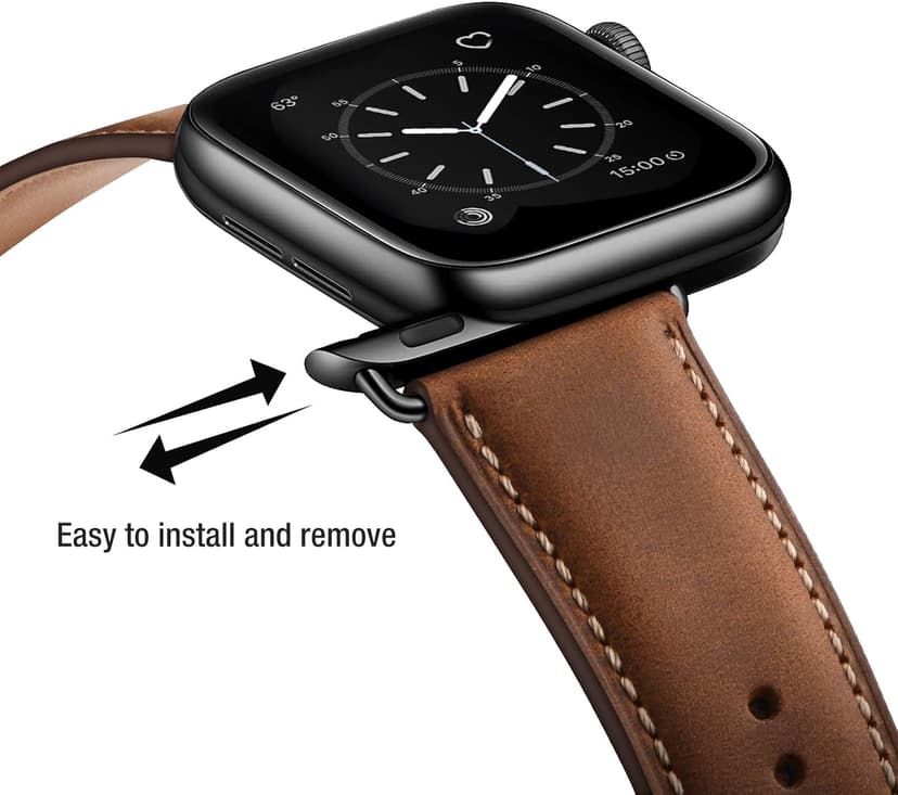 SUNFWR Leather Bands Compatible with Apple Watch Band 42mm(Series 3 2 1) 44mm 45mm 46mm 49mm for Men Women, Top Grain Genuine Leather Replacement Strap for iWatch Ultra 3 2 1, SE3 2 1, Series 11 10 9 8 7 6 5 4 3 2 1