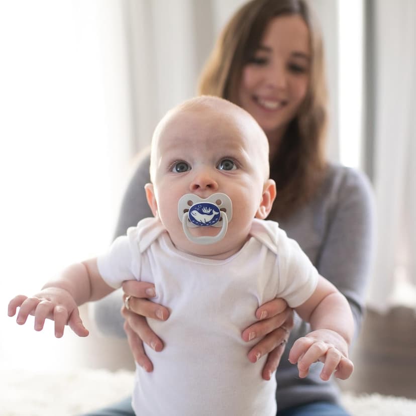 Dr. Brown's Advantage Glow-in-The-Dark Baby Pacifier, Fully Symmetrical Soother with Soft Silicone Bulb, Blue Ocean, 0-6m, BPA Free, 2 Pack