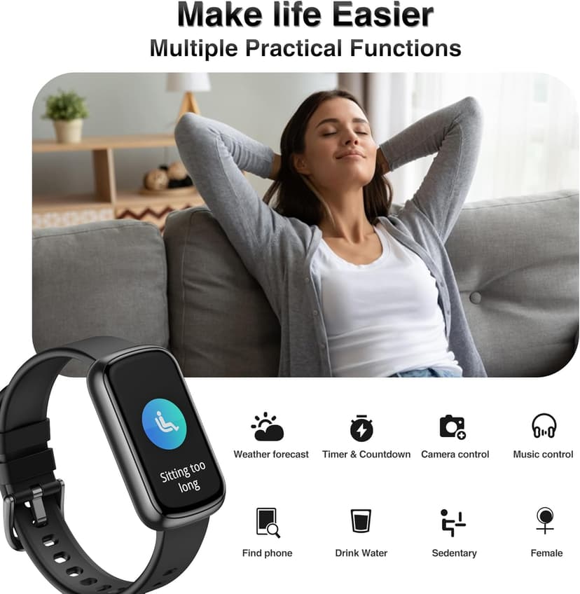 Fitness Tracker, Smart Watches for Women Men with 24/7 Heart Rate/Blood Pressure/Blood Oxygen Monitor, Sleep Tracker, Calories&Step Counter, IP68 Waterproof Health Activity Trackers for Android&iPhone