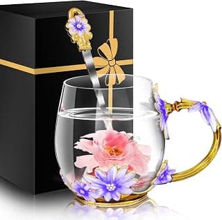 Women Glass Tea Coffee Pretty Cup Set Cute Mug Christmas Xmas Birthday Gift Great Mom Grandma Mimi Nana Gigi Grandmother Big Sister Law God Mother Day Aunt Artist Premium Practical Retirement Purple B0DDTKMC2X