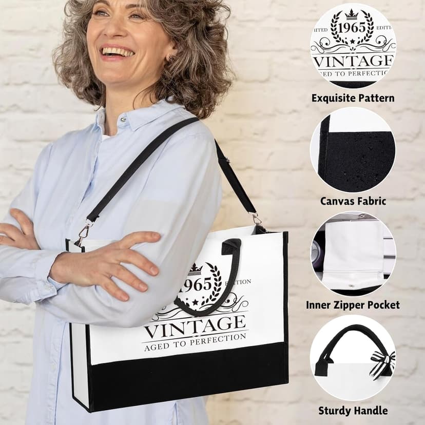 60th Birthday Gifts for Her Women, Cool Gifts for 60 Year Old Woman, Sixty Birthday Tote Bag Glass Cup Candle Gift Basket Ideas Daughter Mom Sister Friend Wife Coworkers