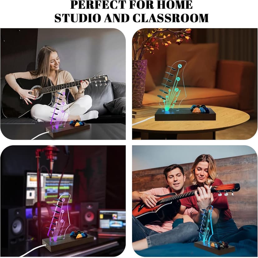 Wooden Guitar Pick Holders Music Gift for Men Guitar Music Lovers Players Guitarist, Guitar Accessories NZNDB Light Up Guitar Pick Holder for Picks Storage and Display B0DFPMTBMF
