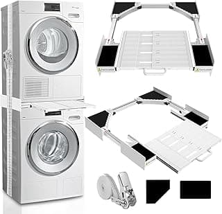 Kiss Core Washer Dryer Stacking Kit, Universal Washer Dryer Stacking Kit with Pull-Out Sliding Plate, Adjustable 29"-21" Stacking Kit for Washer and Dryer with Ratchet Strap