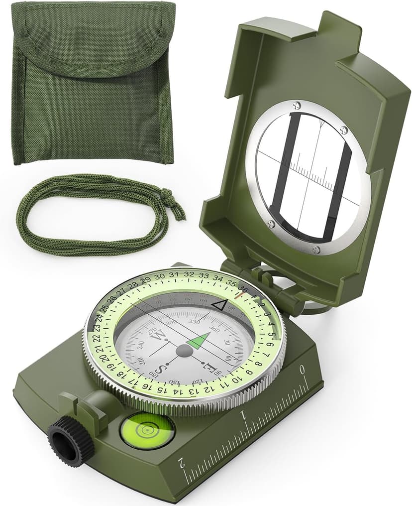 Sportneer Compass: Accurate Durable Lightweight Orienteering Compass with Strap and Carrying Case, Glow in The Dark Waterproof Hiking Essentials for Camping Backpacking, Best Survival Gifts for Kids