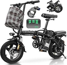Electric Bike for Adults and Teens, 560-740W Motor, 20-25MPH Compact Commuter Folding Ebike, 32 Miles Range, 48V 10Ah Battery, 3-Level Pedal Assist, 14" Foldable Electric Bicycle, UL 2849 Certified