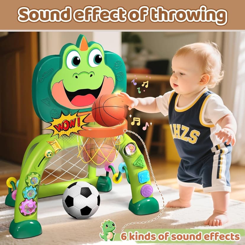 Boy Girl Toys for 12-18 Months with Sound Music, Interactive Learning Birthday Gift for Kids Marstone Toddler Basketball Hoop Soccer Goal Activity Toy for 1-3 Years Old B0FF9X3J72