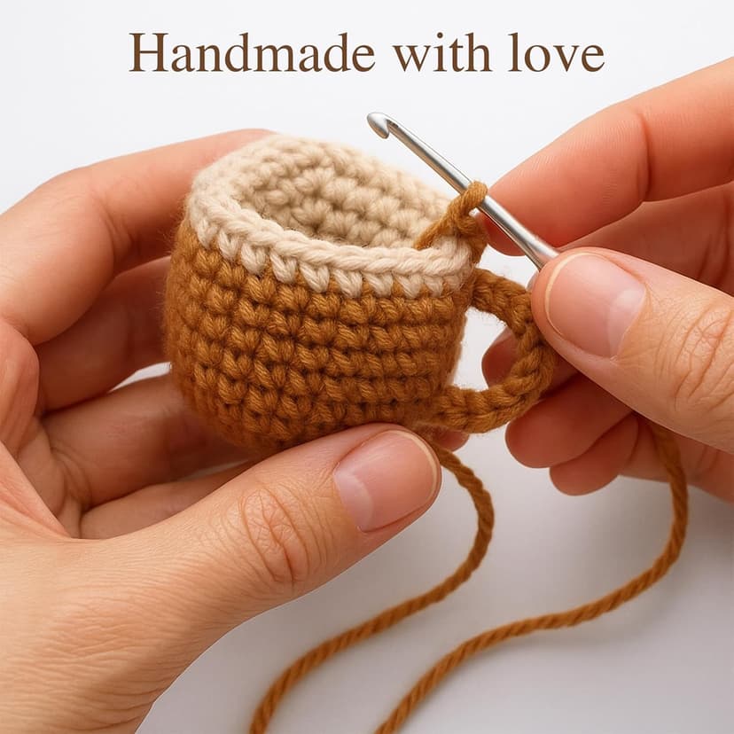 Birthday Gifts for Women Men Positive Crochet Coffee Cup Desk Decor–Cute Coffee Lover Gift for Best Friend Girlfriend Couple Wife Husband Anniversary Thank You