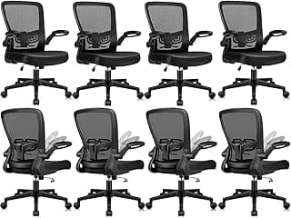 KLASIKA Desk Chairs with Wheels, Ergonomic Mesh Office Chair Adjustable Height and Swivel Lumbar Support Home Office Chair with Flip Up Armrests (8PK)
