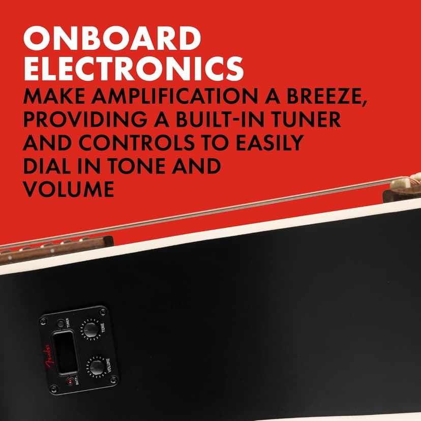 Fender California Debut Redondo CE Series Acoustic Guitar, Beginner Guitar, 2-Year Warranty, Includes Built-In Tuner, Black
