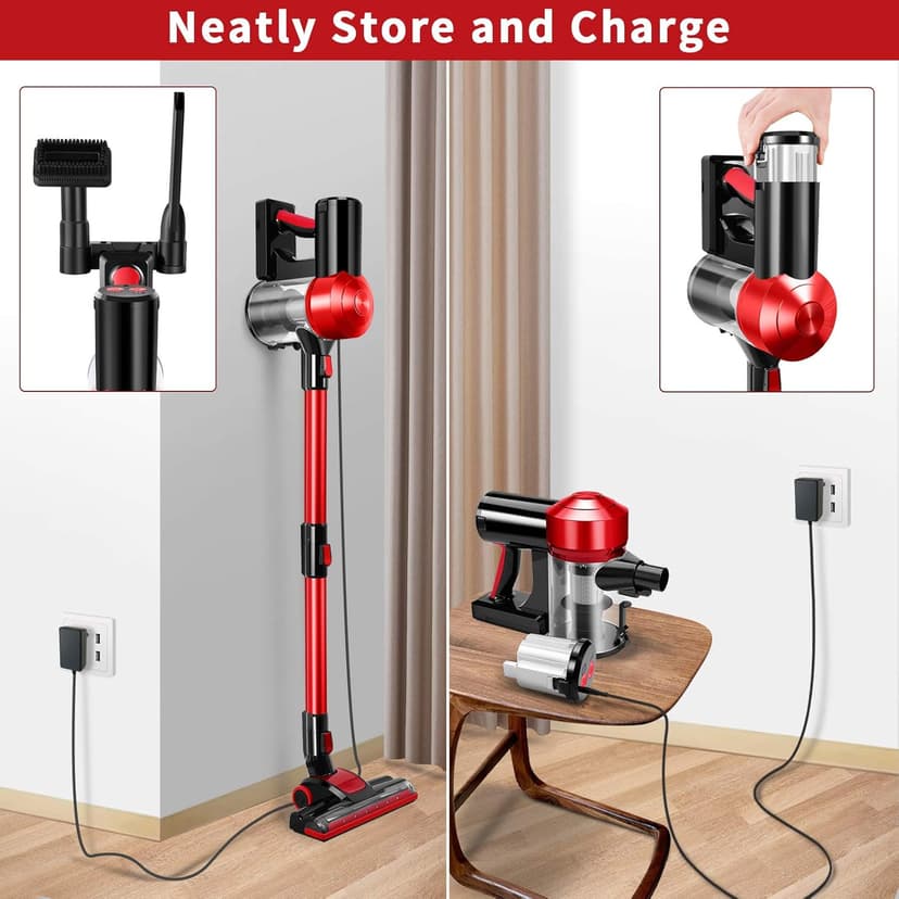 iwoly C150 Cordless Vacuum Cleaner Rechargeable with 2200mAh Detachable Battery, 18000Pa Cyclone Vacuum with HEPA Filter, Lightweight Portable Handheld Stick Vacuum for Hard Floor Car Cleaning