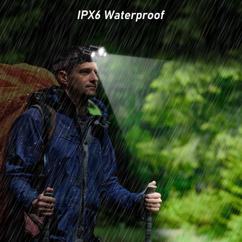 Blukar LED Rechargeable Headlamp,Super Bright Rechargeable Headlight Flashlight-3 Lights 5 Modes,Zoomable,Spotlight&Floodlight Combination,IPX6 Waterproof,20+Hrs Runtime for Running,Hiking,Camping etc