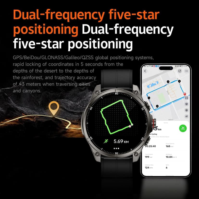 afoloery GPS Running Watch and Outdoor Smartwatch, AMOLED Display, Built-in LED Flashlight,Multisport GPS Smartwatch,5ATM Waterproof,Fitness Tracker up to 15 Days of Battery