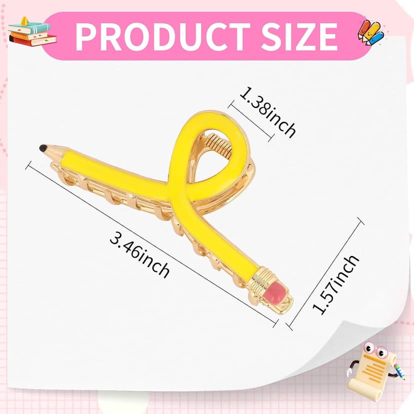 Back to School Jaw Barrettes Cute Teacher Appreciation Gift Accessories Party Costume Christmas YARIEW Pencil Hair Claw Clips for Women Thick Hair Clips for Teacher Gifts B0DSB6GNKS