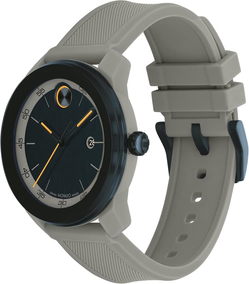 Movado Bold TR90 Ultra Modern Watch for Men and Women - Swiss Quartz 3H Movement, Leather Strap - Water Resistant 3ATM/30 Meters - Sporty Style Wristwatch for Everyone - 42mm