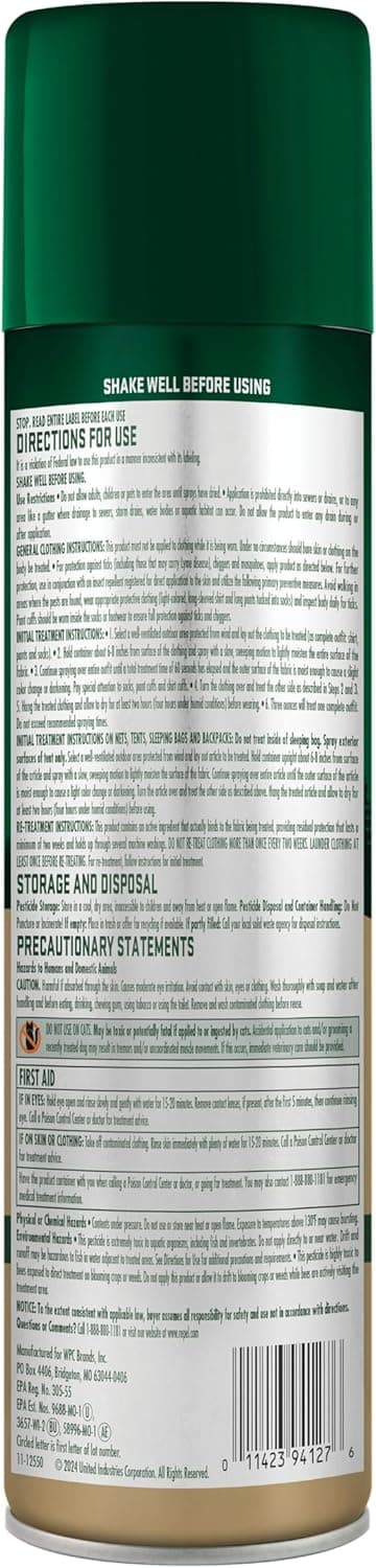 Repel Permethrin Clothing & Gear Insect Repellent, Use on Outdoor Gear, Tents and Sleeping Bags, Repels Mosquitoes, Ticks, Mites, (Aerosol Spray) 6.5 fl Ounce