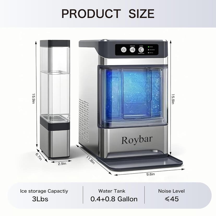 Large Capacity Nugget Ice Makers Countertop One-Click Operation Self-Cleaning Portable Ice Maker 41lbs/24H with There is A Detachable 0.8 Gallons Water Tank Ice Machine for Home,Office