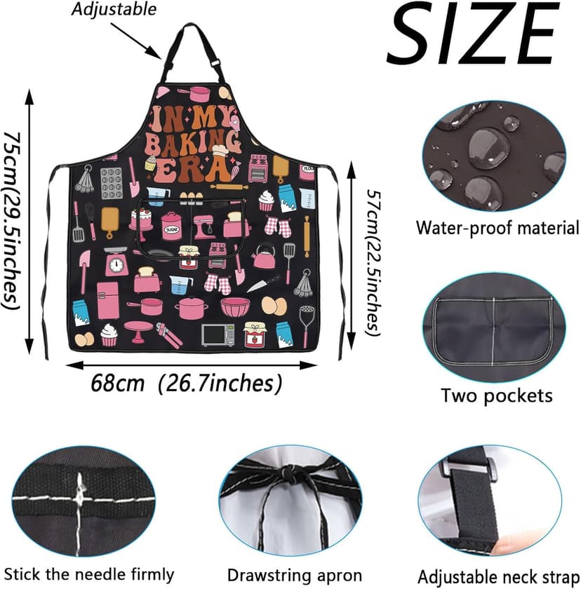 WSNANG Funny Baking Aprons with Pockets In My Baking Era Apron Bakers Gifts Pastry Chef Gift B0CZNY4F2J