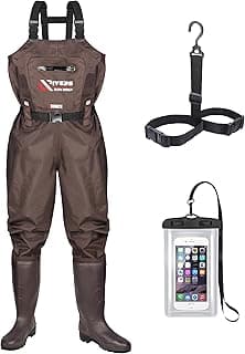 Upgraded 210D Nylon Chest Waders with Boots - Waterproof PVC Fishing & Hunting Waders for Men, Breathable Wading Gear