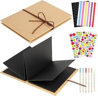 Stretchable Folding Mini Scrapbook, Hardcover Accordion Scrapbook, Small Black Photo Album, Adventure Book, Travel Scrapbook Small Scrapbook Album with DIY Accessories Kit, 6 x 8 Inch, 34 Pages B0D3DDGXJ6