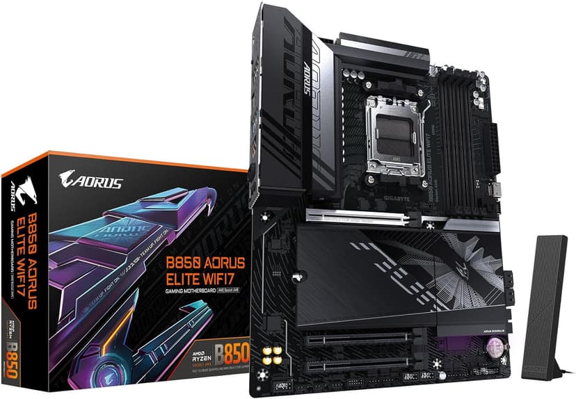 GIGABYTE B850 AORUS Elite WIFI7 AMD AM5 LGA 1718 Motherboard, ATX, DDR5, 3X M.2, PCIe 5.0, USB-C, WIFI7, 2.5GbE LAN, EZ-Latch, 5-Year Warranty