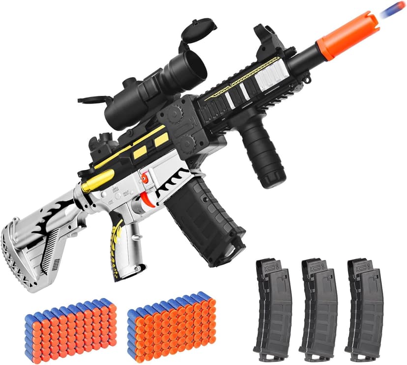 Realistic Toy Foam Blaster Gun - Electric Sniper Rifle with Scope 120 Soft Bullets 3 Magazines, Automatic Dart Gun for Boy Ages 8-12 Years Old, Indoor Outdoor Gifts for Adult Kid Christmas Birthday