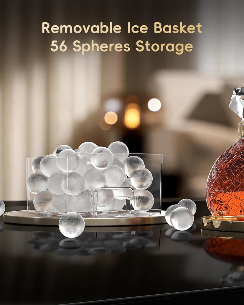 ecozy 2" Clear Ice Ball Maker Countertop with CrystalFlux Technology, 4 pcs in 40 Mins, 144 pcs/Day, Sphere Ice Maker with Automatic Water Supply, Self-Cleaning, Enhanced Insulation for Whiskey Bar