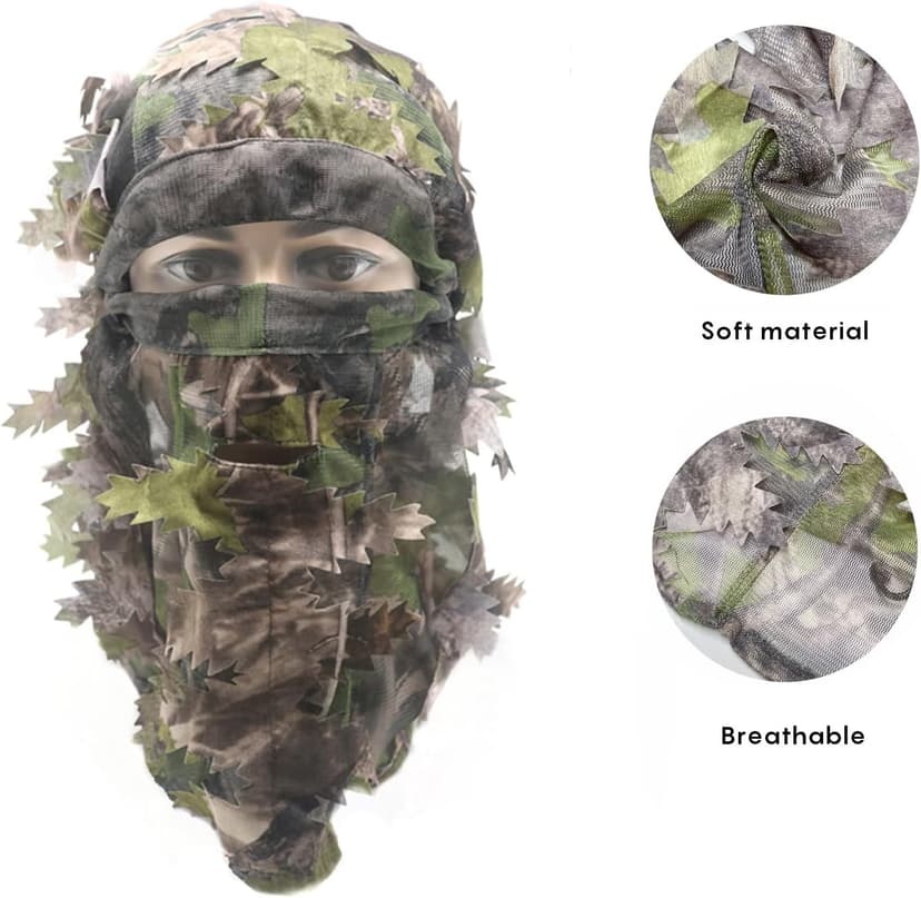 EAmber Ghillie Camouflage Leafy Hat 3D Full Face Mask Headwear Turkey Camo Hunter Hunting Accessories