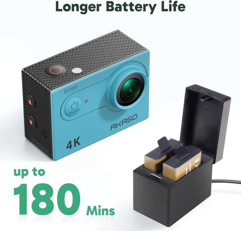 AKASO EK7000 4K30FPS 20MP WiFi Action Camera with EIS Ultra HD 131FT Waterproof Underwater Camera Remote Control 4X Zoom Support External Microphone