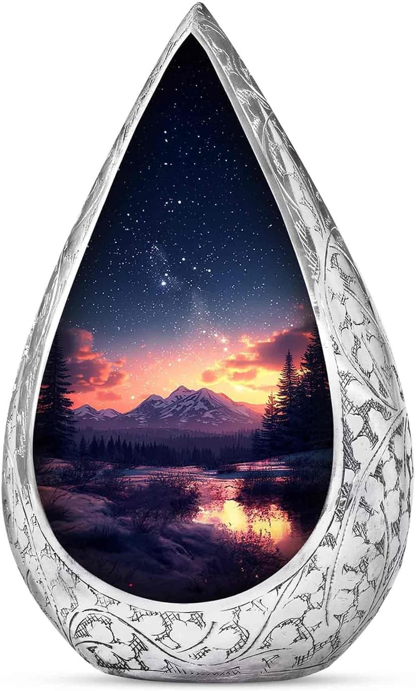 Majestic Night Burial Urn for Adult Female and Male - Small Drop Urns for Human Ashes Adult - Urns for Human Ashes - Memorial Funeral Gift 3 Inch with 3 Cubic Capacity B0FHDYNKTV