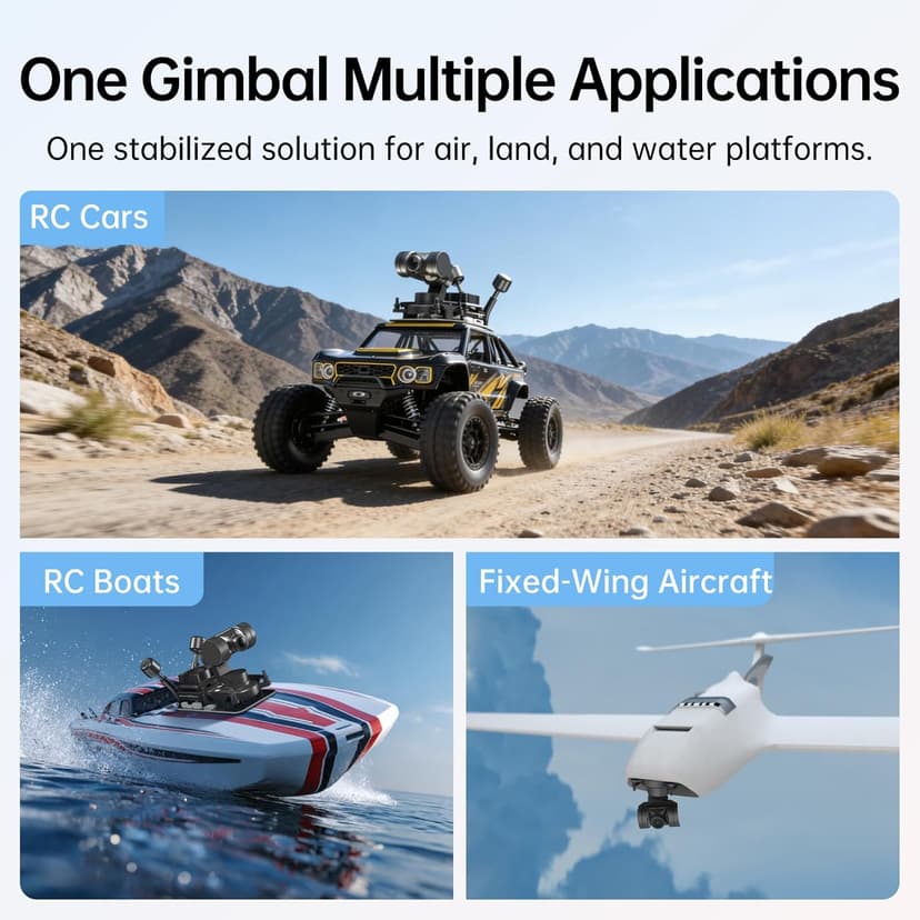 CADDXFPV Walksnail GM3 V2 3-Axis Gimbal – FPV Head Tracking with Mechanical Stabilization, UART/PWM Control, Compatible with Select Avatar & Ascent VTX Models, for FPV Drones, RC Cars, and Fixed Wings