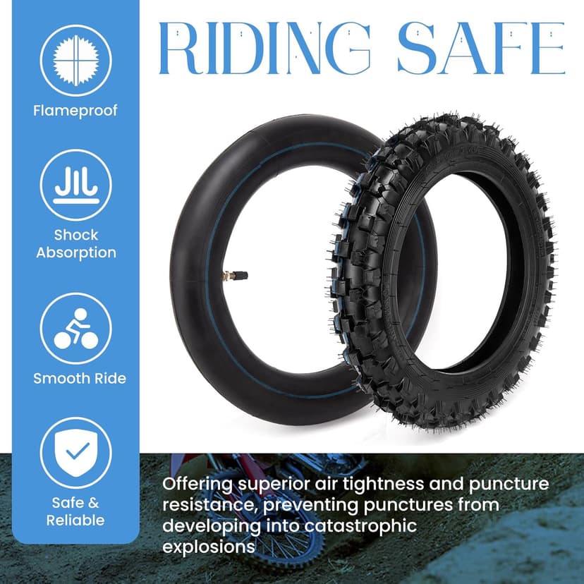2.50-10 Dirt Bike Tire, 2.5-10" Off-Road Tire and Inner Tube for Dirt Bike with 10" Rim Compatible with Honda CRF50/XR50, Suzuki DRZ70/JR50 and Yamaha PW50