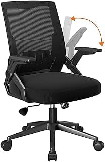 COMHOMA Office Chair with Flip-up Armrests Ergonomic Computer Desk Chair with Adaptive Lumbar Support & Breathable Mesh, Black