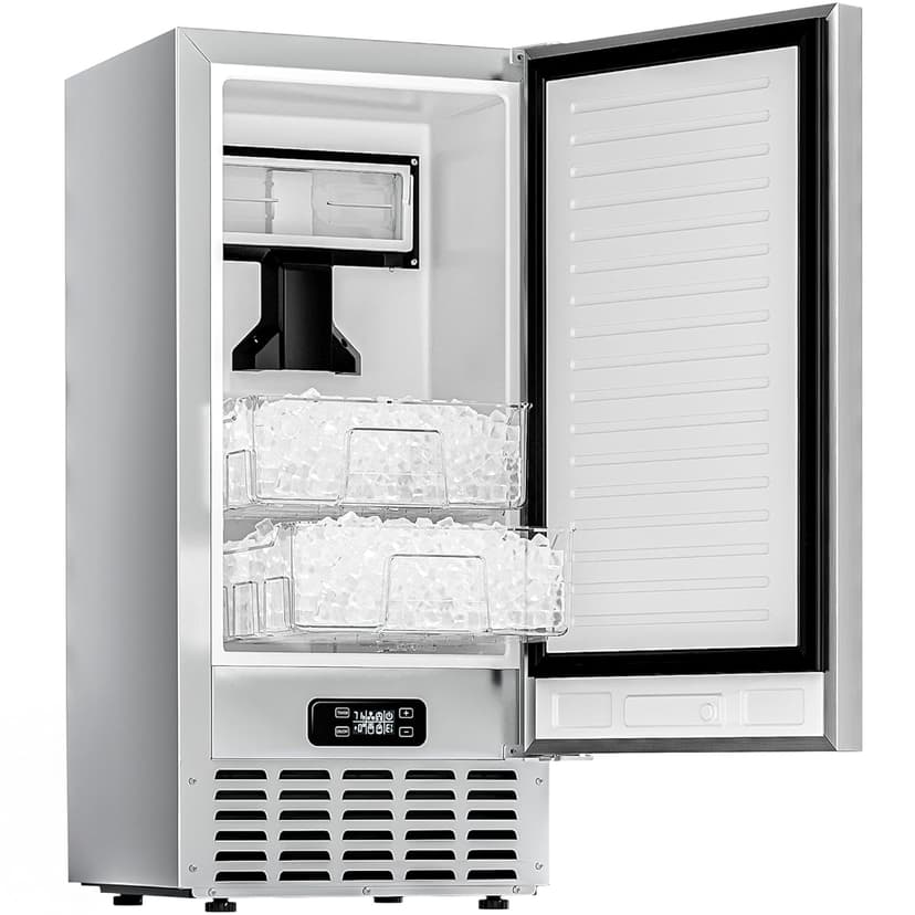 EUHOMY Under Counter Nugget Ice Maker Machine, 70Lbs/Day, Bulit-in Freestanding Ice Maker with Double Ice Baskets, Self-Cleaning & 24H Timer Ice Machine, for Home Use(Silver)