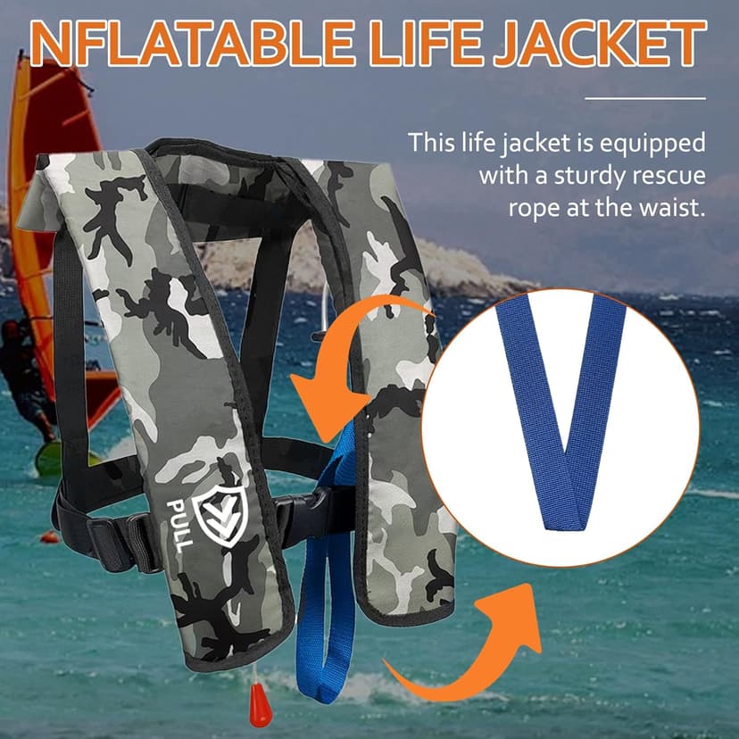 VOGUCCLO Automatic/Manual Inflatable Life Jacket| Inflatable PFD Kayak Vest Adult| Life Vest for Adults| Outdoor Water Sports| Supports up to 330 lbs|33g of Carbon Dioxide Cylinder