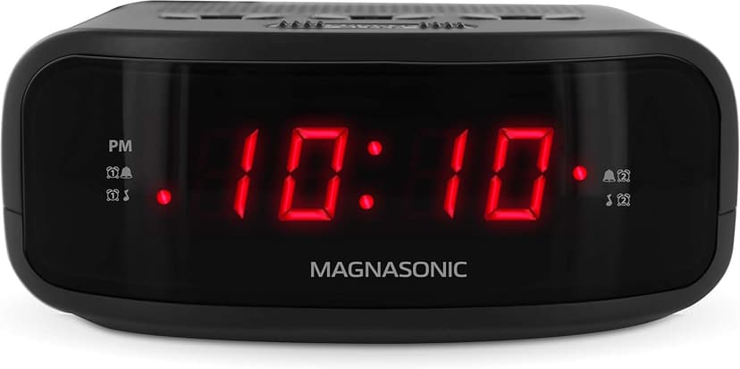Magnasonic Digital AM/FM Clock Radio with Battery Backup, Dual Alarm, Sleep & Snooze Functions, Display Dimming Option (EAAC200)