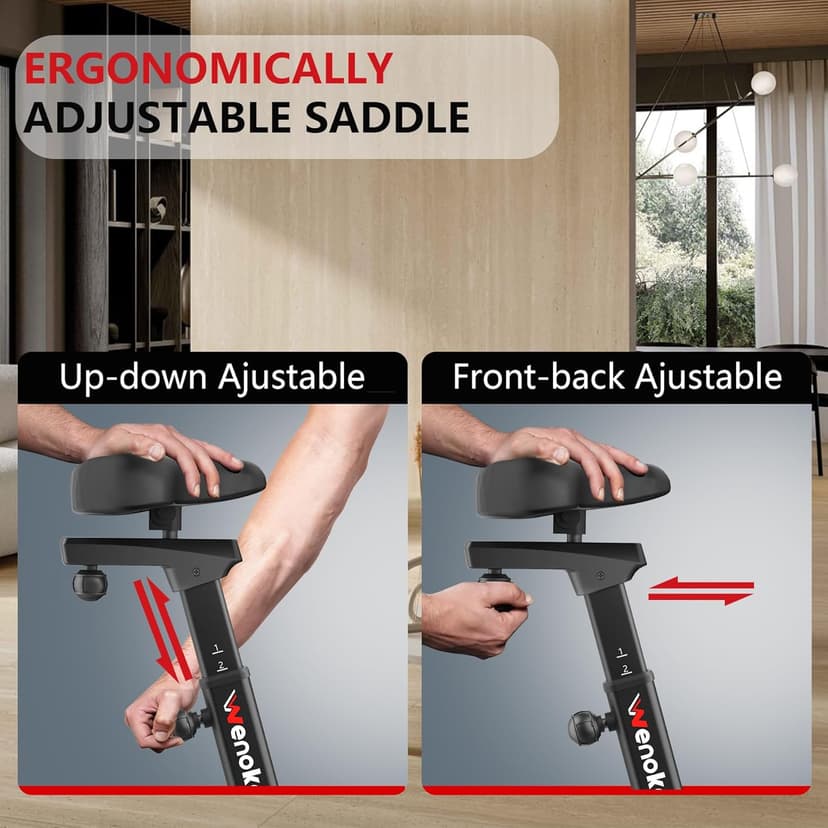 Air Bike, Wenoker Exercise Bike Air Resistance Stationary Bike for Home, Indoor Bike with Dual Action Handlebars, APP Connection Customizable Monitor