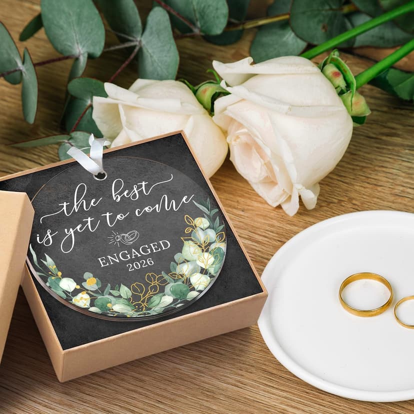 HEXMOZ Engagement Gifts for Couples - Engagement Gift for Newly Engaged Couples, Women, Fiance, Her - Bride to Be Gifts, First Christmas Just Engaged Acrylic Ornament 2025 - Party Decorations