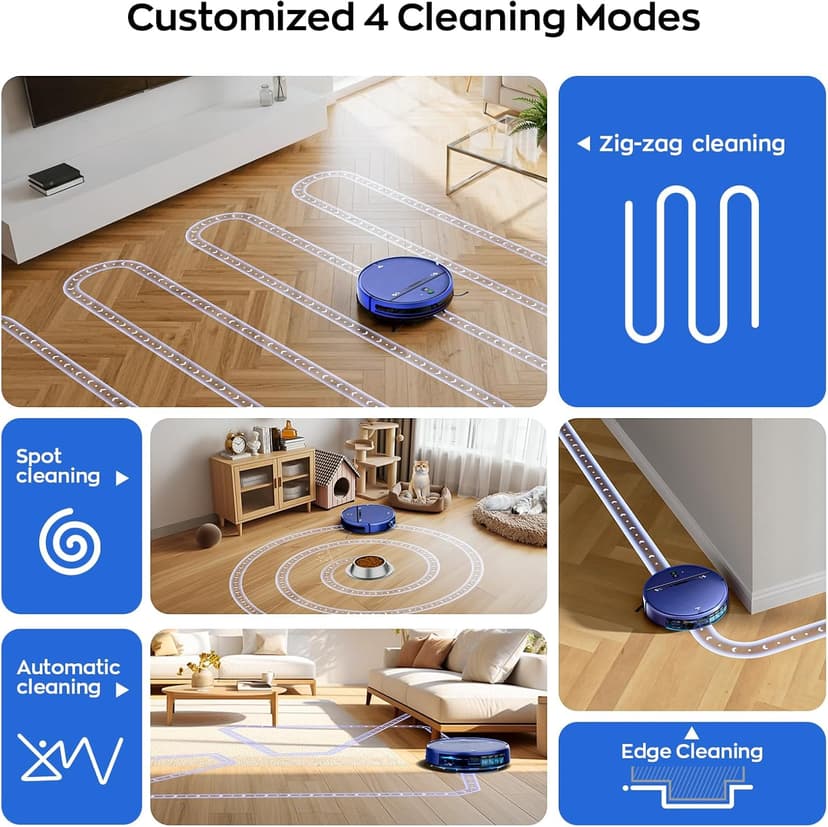 Robot Vacuum and Mop Combo, 2-in-1 Mopping Robot Vacuum Cleaner with 2300Pa Suction, 2.87'' Slim Design, Wi-Fi/App/Voice Control, 3D Obstacle Avoidance&Self-Charging for Hard Floors, Carpets, Pet Hair