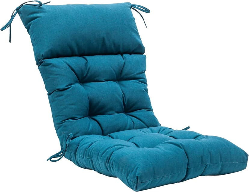 QILLOWAY Outdoor Rocking Chair Cushion 43.4x21 Inch, 100% Polyester Waterproof Patio Rocking Chair Cushion, High Back Weatherproof Chair Pad for Adirondack & Outdoor Furniture, Peacock Blue