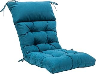 QILLOWAY Outdoor Rocking Chair Cushion 43.4x21 Inch, 100% Polyester Waterproof Patio Rocking Chair Cushion, High Back Weatherproof Chair Pad for Adirondack & Outdoor Furniture, Peacock Blue