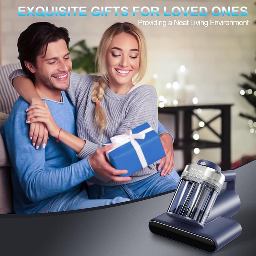 Mattress Vacuum Bed Vacuum Cleaner with 253.7nm UV-C Light, Hyper Helix Motor with 16kPa Strong Suction & 33000 RPM/Min Tapping, HEPA Filter, 149℉ Heat & Ultrasonic & Anion for Bed and Pet