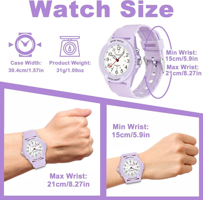 TENOCK Waterproof Nurse Watch for Medical Professionals Students Women Men, Night Light, 12/24 Hour Military Time Easy to Read Dial, Second Hand Watch for Nursing Day Gifts