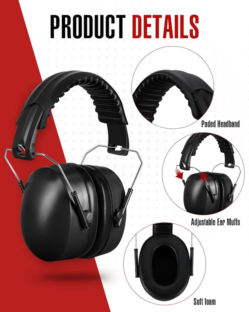 Copkim 12 Pcs Hearing Protection Ear Muffs NRR 28dB Noise Reduction Headphones Shooting Ear Protection Earmuffs(Black)
